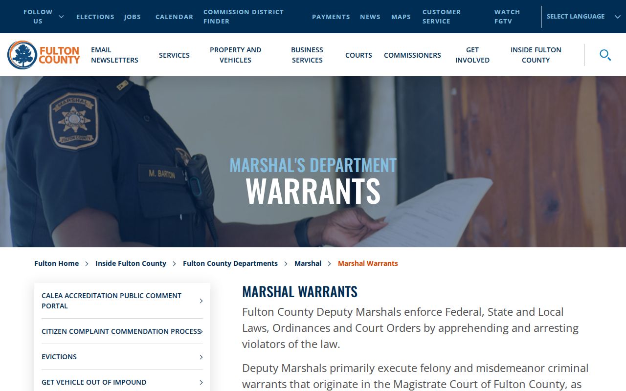 Fulton County Marshal warrant service description
