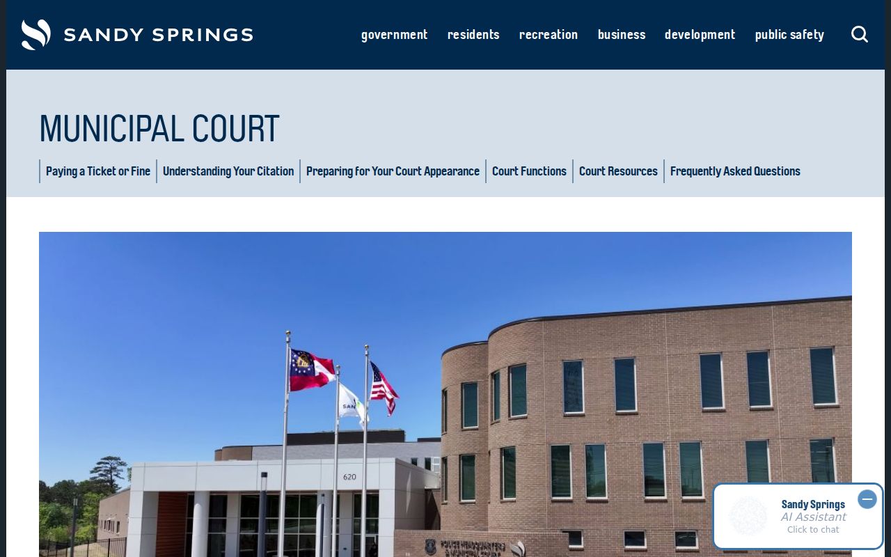 Sandy Springs Municipal Court FTA and payment instructions