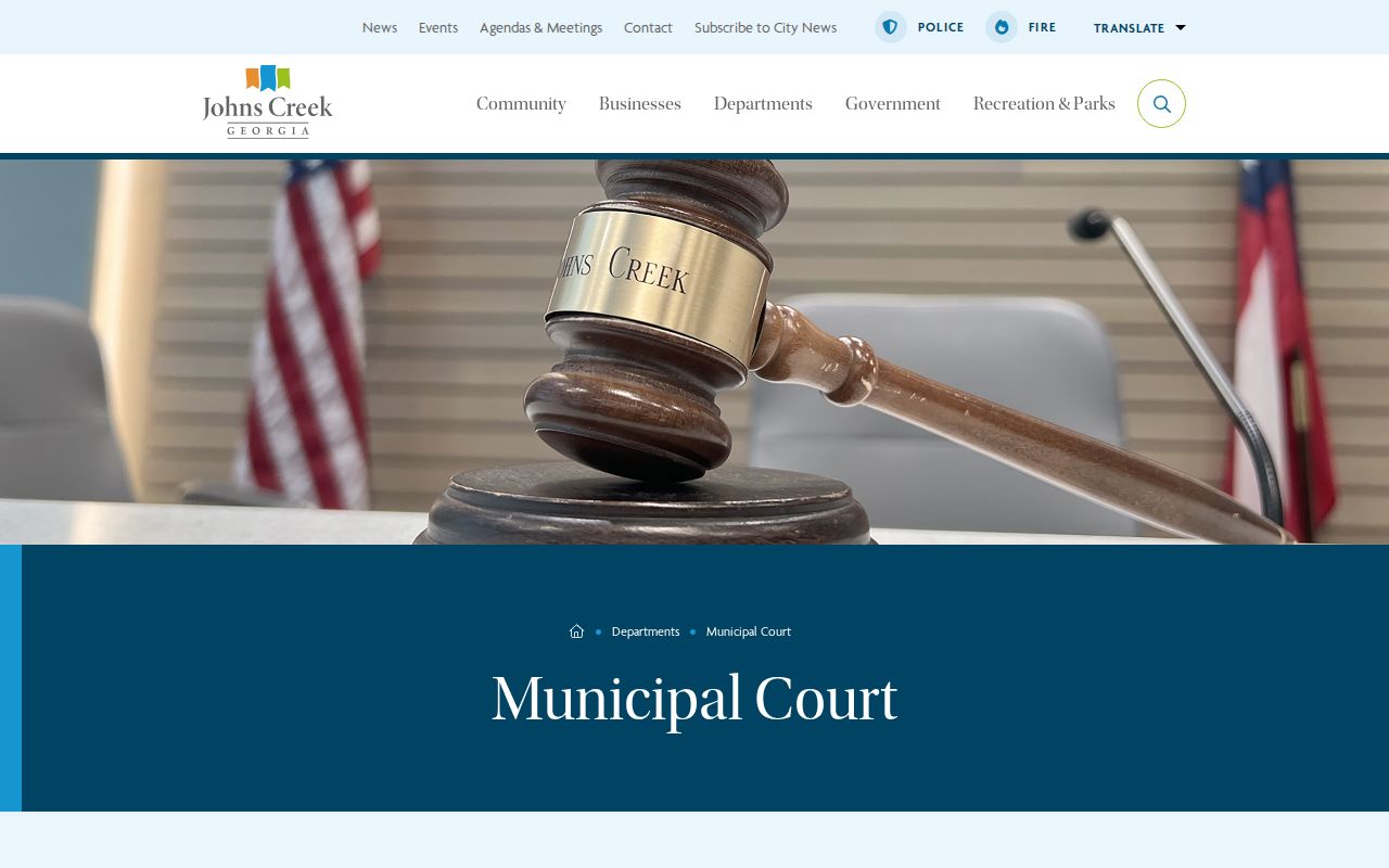 Johns Creek Municipal Court jurisdiction and payment information