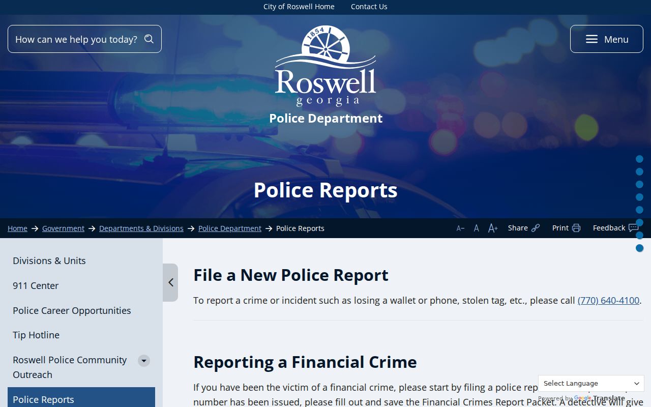 Roswell Police records request instructions and identification notices