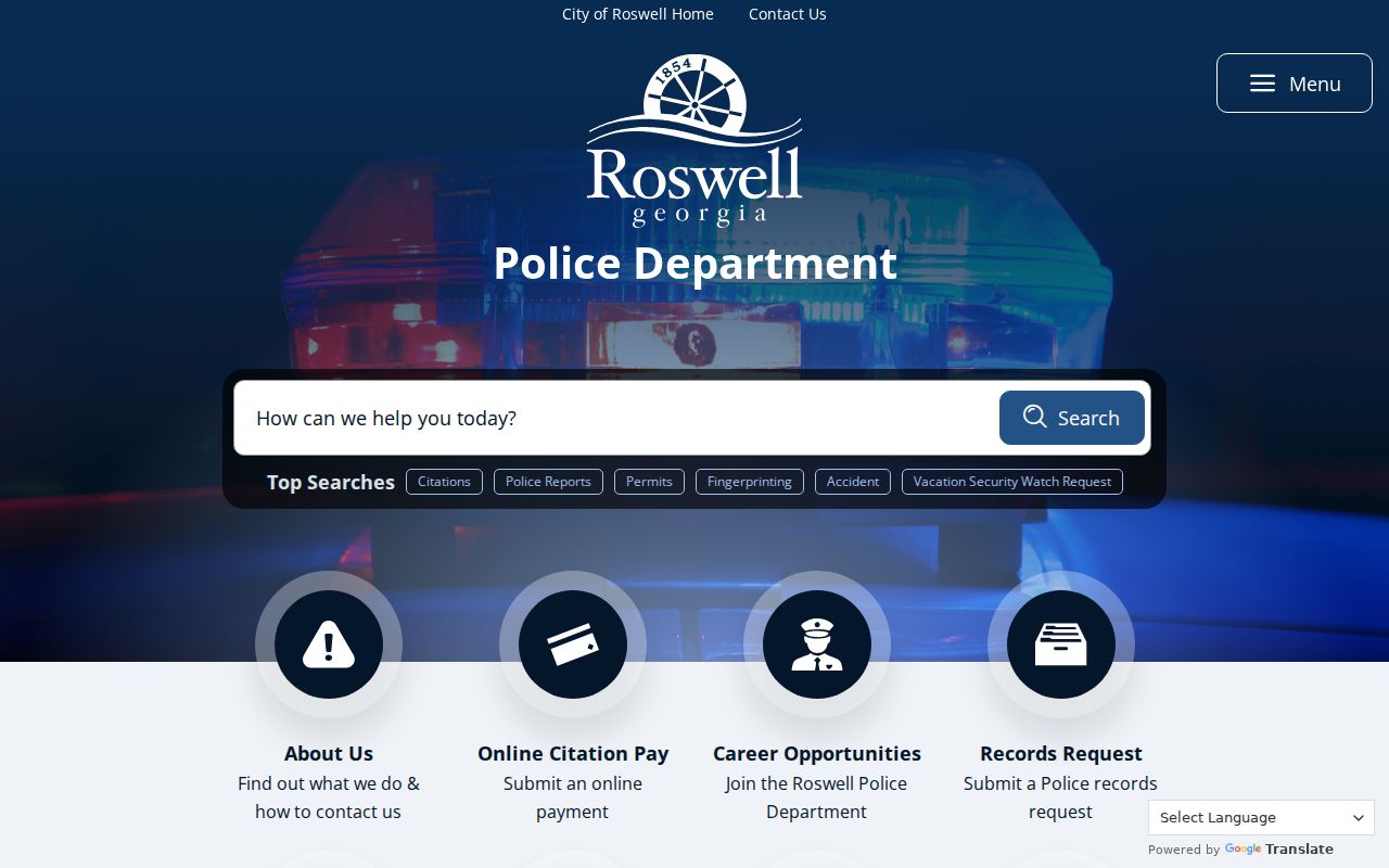 Roswell Police Department official contact and public records page