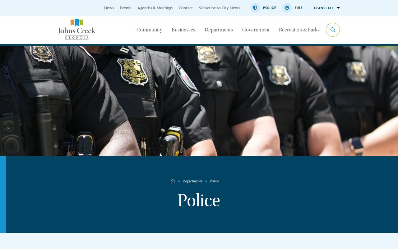 Johns Creek Police resources with PoliceView and records contact information